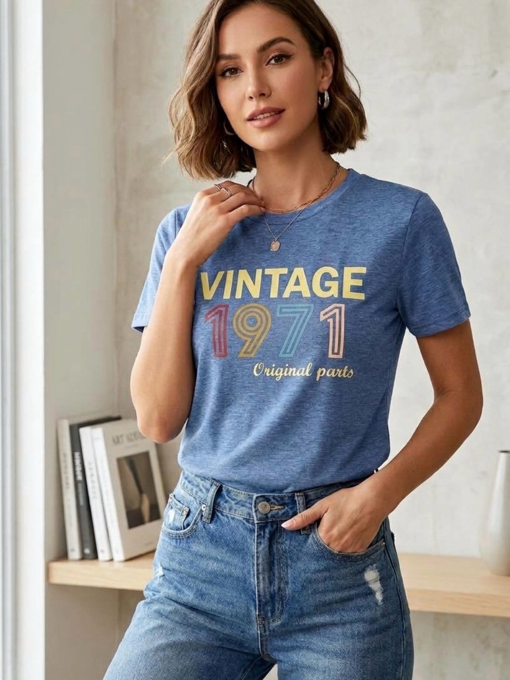 Casual Vintage 1971 Graphic Tee - Blue